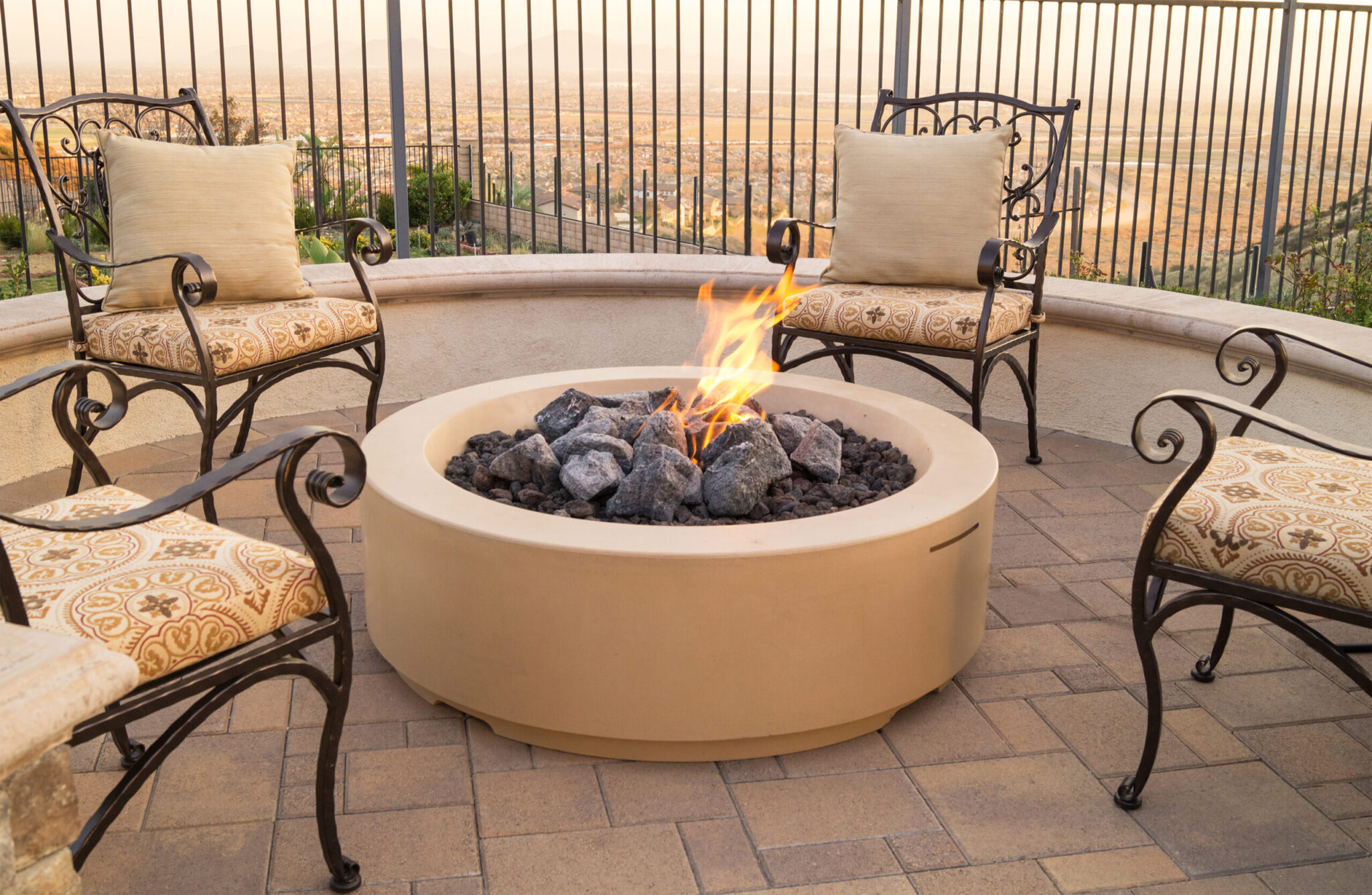 American Fyre Designs 48 Inch Louvre Round Gas Fire Pit - Electronic Ignition