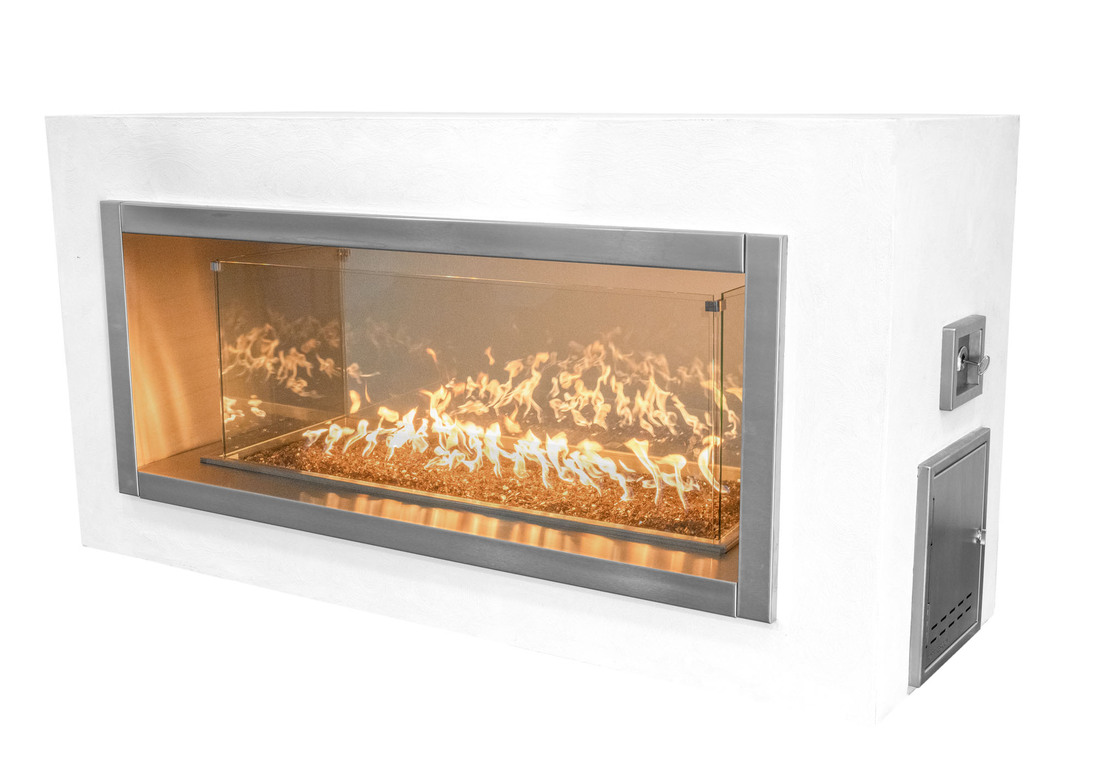 The Outdoor Plus RTF 96 Inch Berkeley Outdoor See Thru Gas Fireplace - Electronic