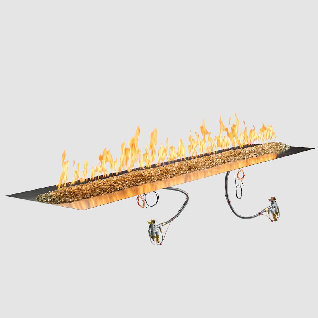 Outdoor Greatroom Company 108 x 24 Inch Crystal Fire Plus Linear Gas Fire Pit Burner with Plate
