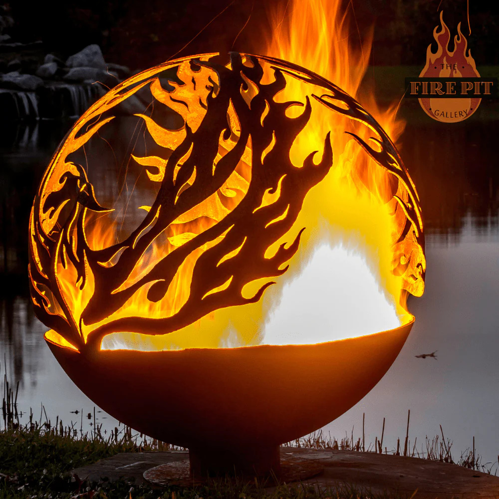 The Fire Pit Gallery 37 Inch Phoenix Rising Fire Pit with Flat Steel Base