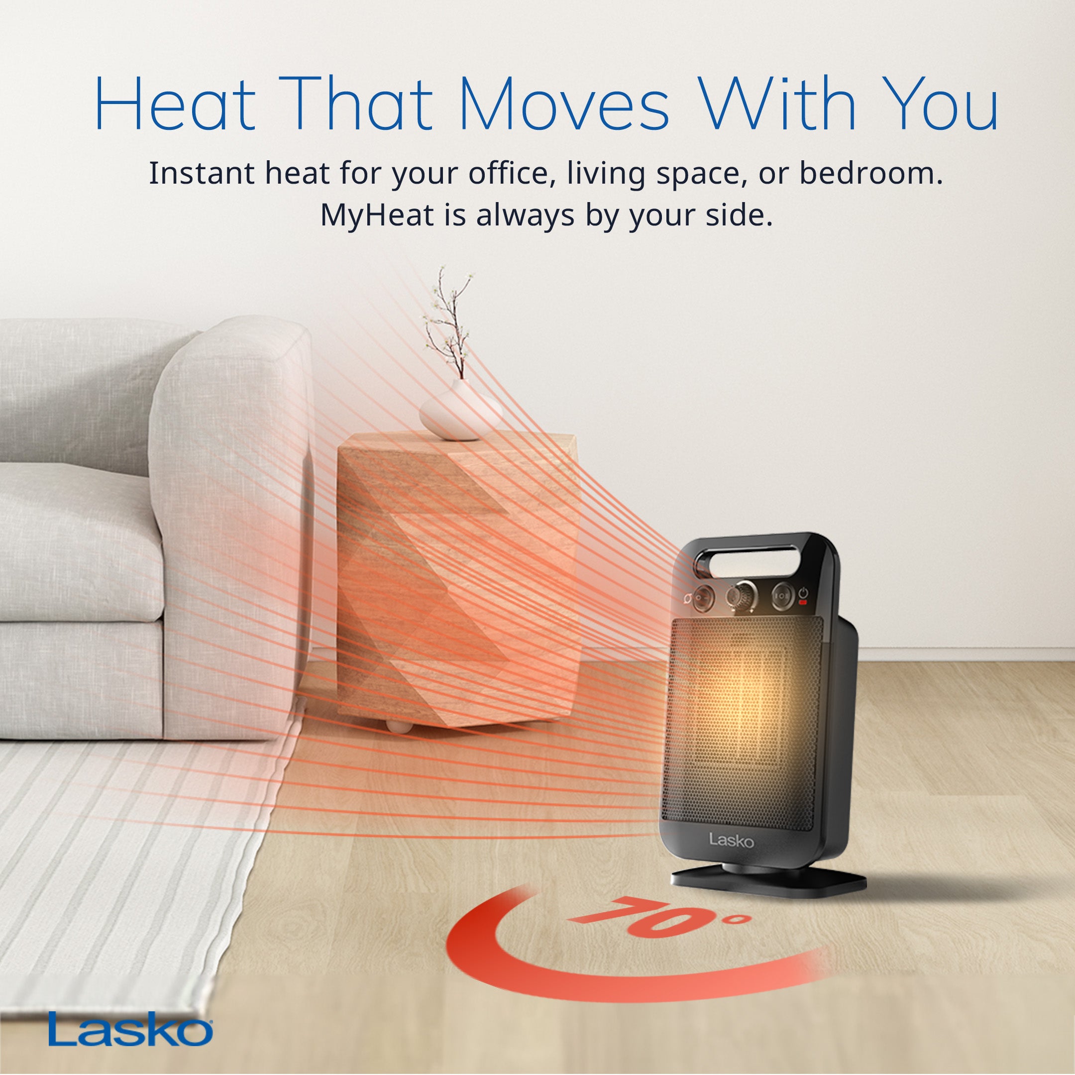 Lasko 1500 Watt MyHeat-GO Oscillating Ceramic Electric Space Heater