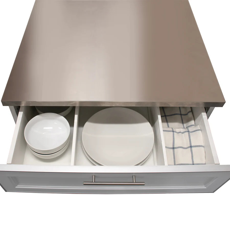 Blue Sky 30 Inch Two-Door and Drawer White Shaker Outdoor Kitchen Cabinet