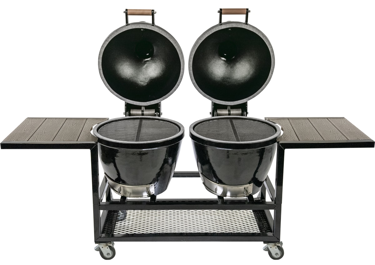 Goldens Cast Iron 20 1/2 Inch Double Cookers with Cart