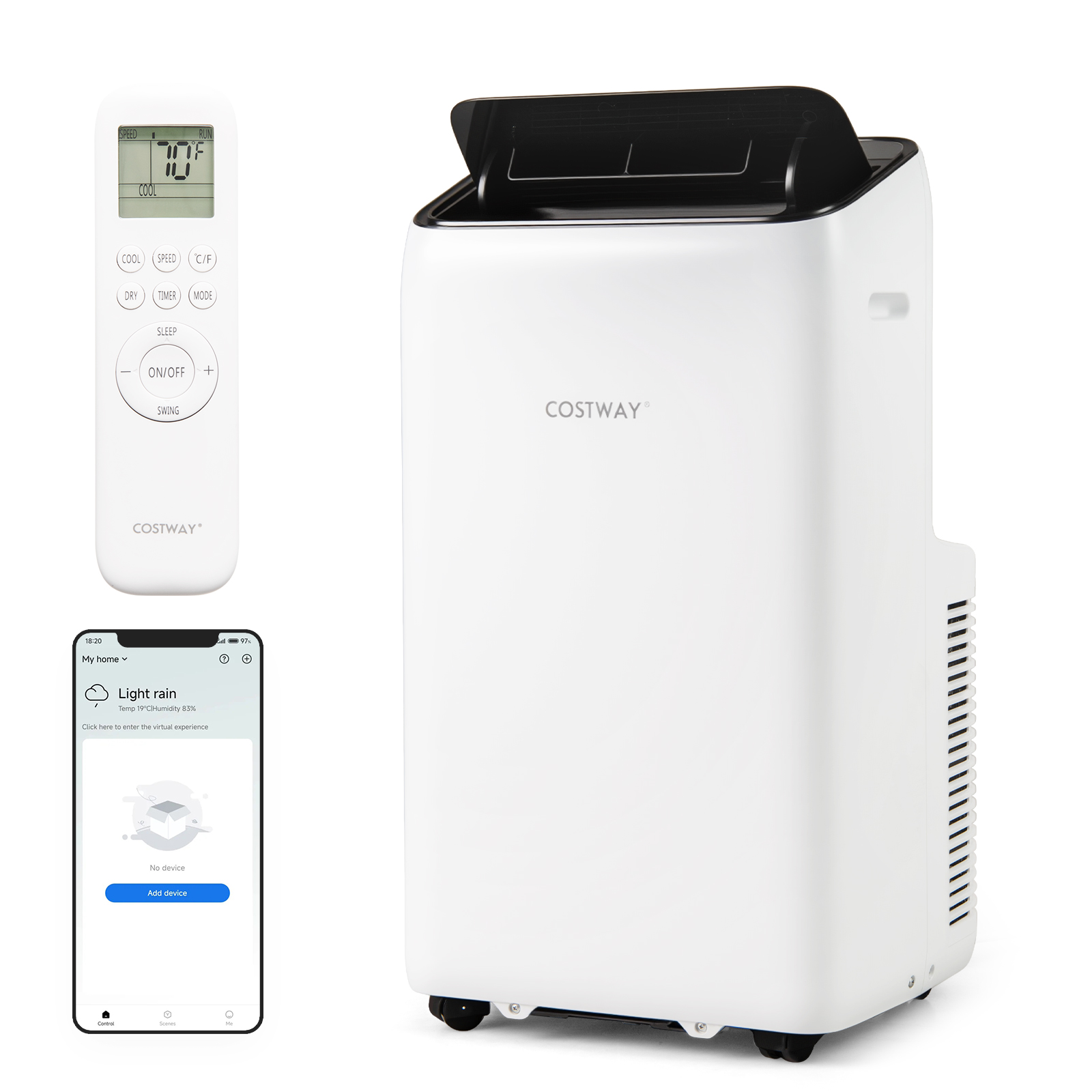 Costway 32 Inch 14K BTU WiFi-Enabled Inverter Portable Air Conditioner