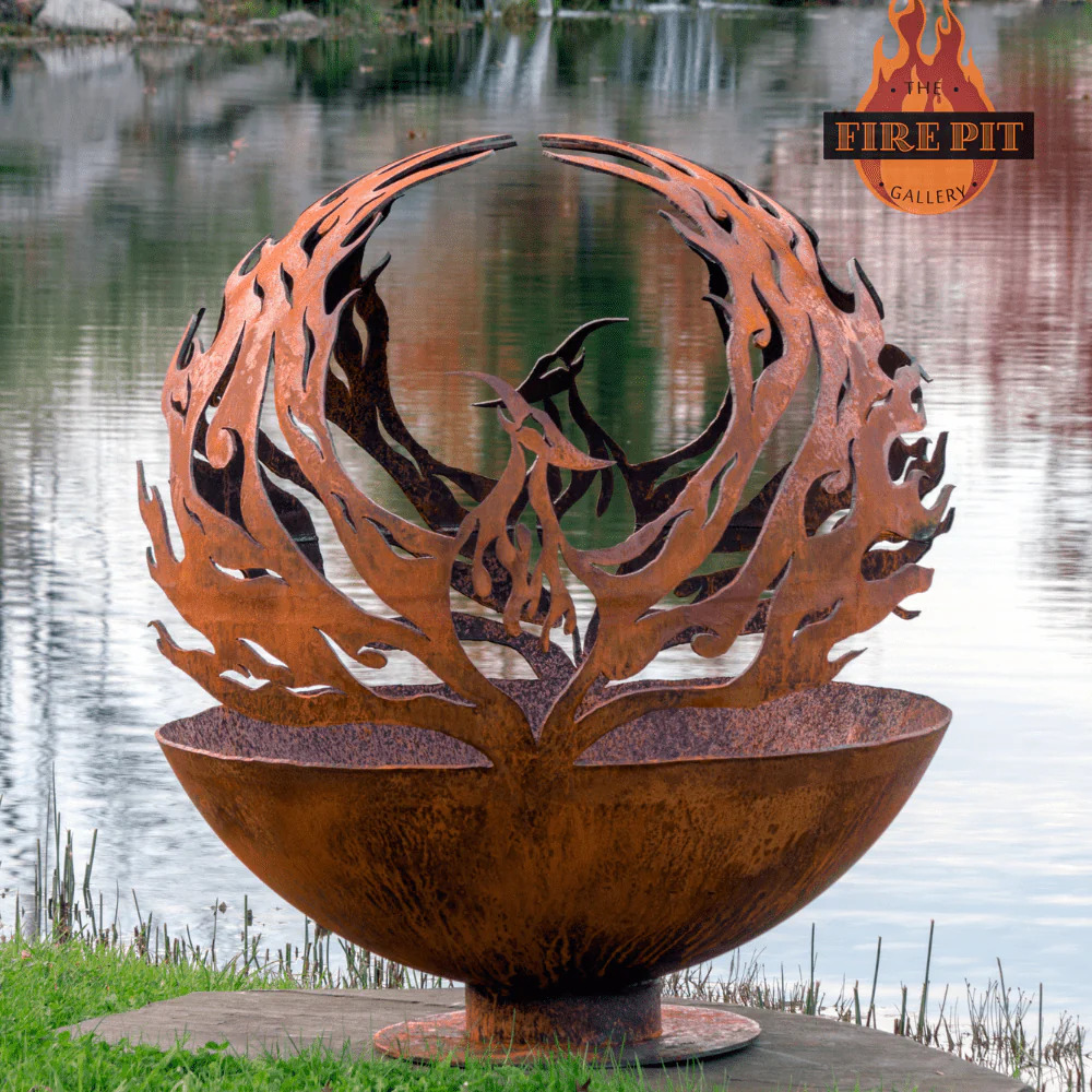 The Fire Pit Gallery 37 Inch Phoenix Rising Fire Pit with Flat Steel Base