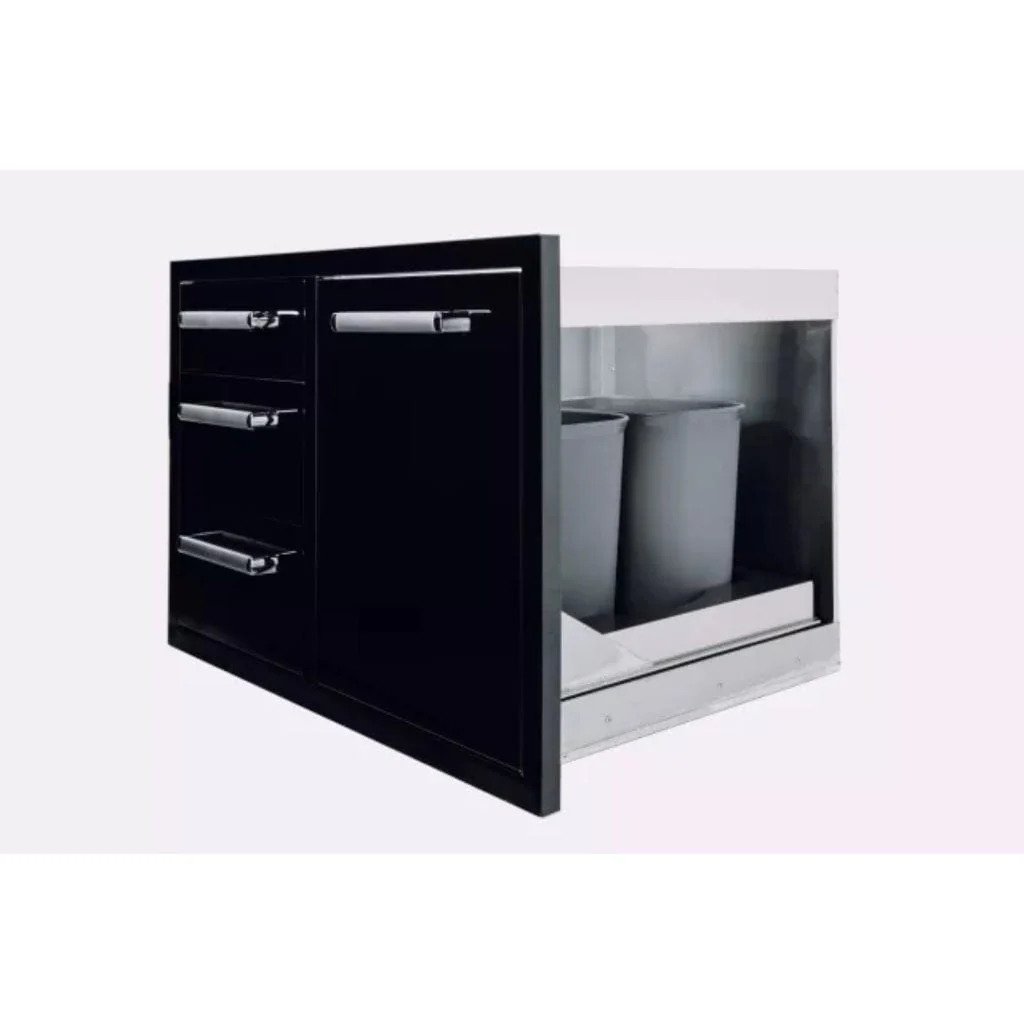 Whistler Grills Black Stainless Steel Triple Drawer and Trash Can Combo