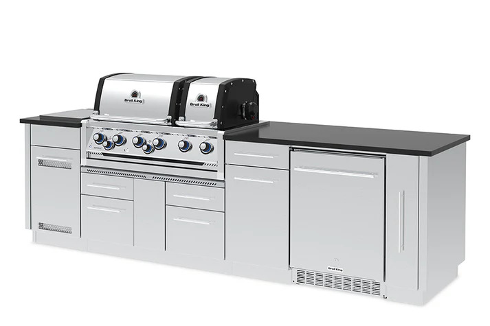 Broil King 10 Foot Imperial S 690iF Outdoor BBQ Gas Grill Island with Fridge