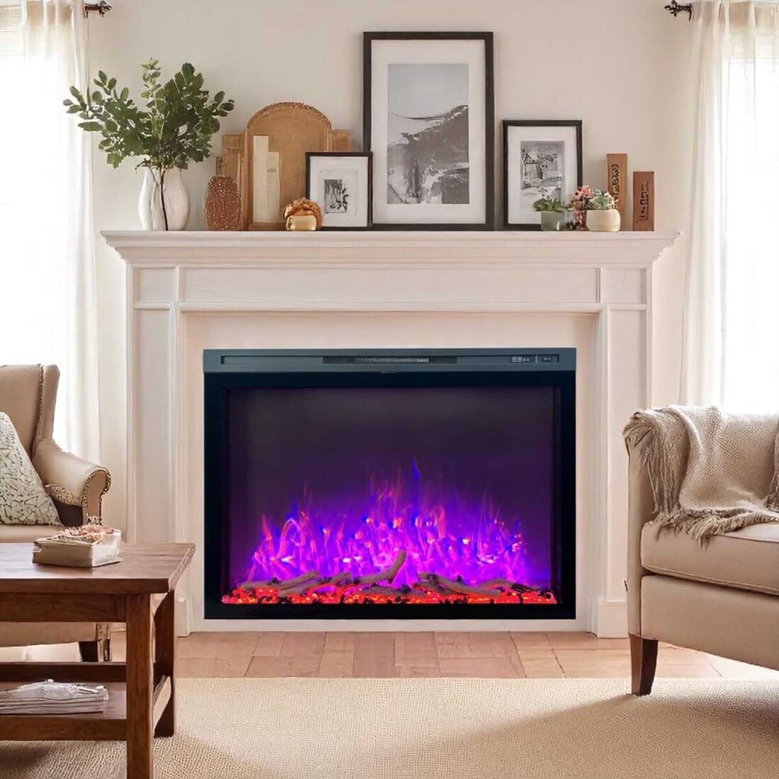 JR Home 42 Inch ActiveFlame Pro Series Built-In Electric Fireplace