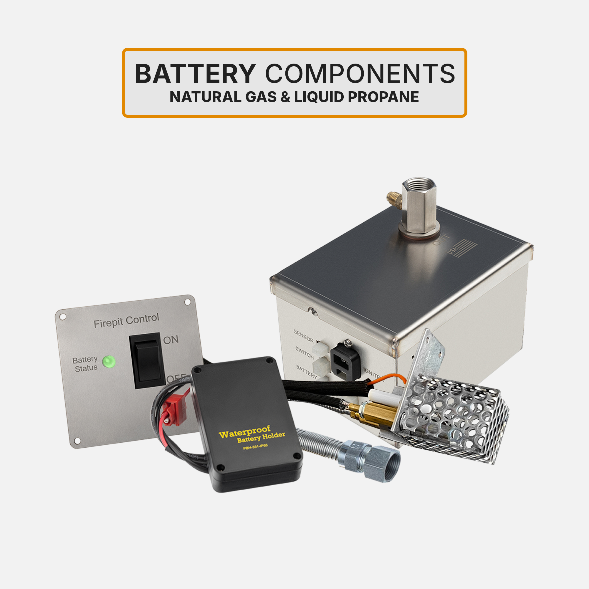 Fire By Design 30 Inch Marine Brass Burner Round Gas Fire and Water Bowl - Battery Ignition