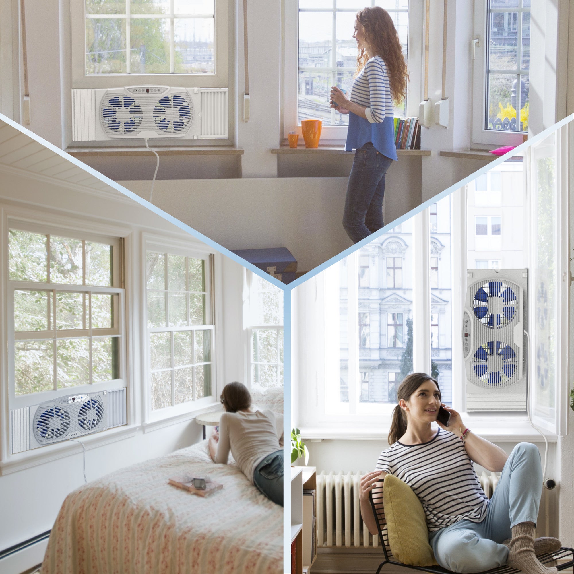 Lasko 24 Inch Residential Twin Window Fan with Bluetooth Connectivity