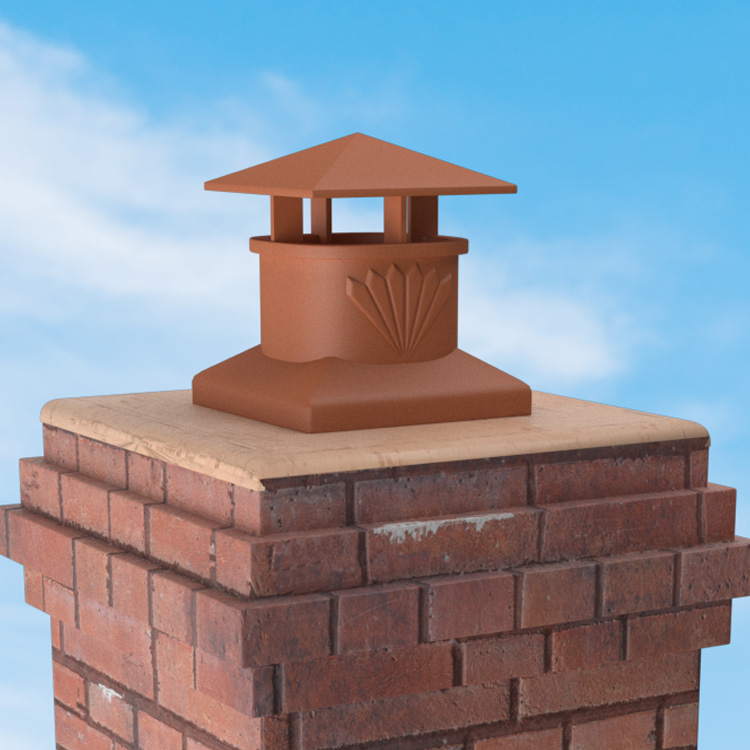 Superior Clay Square Glazed Rain Guard for Essex Chimney Pots
