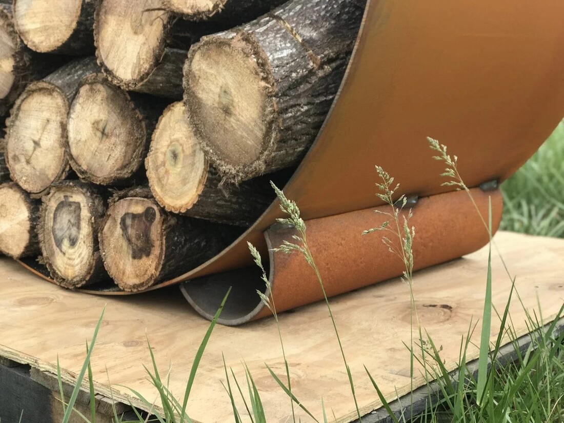 Fire Pit Art 38 Inch Orbital Outdoor Log Rack