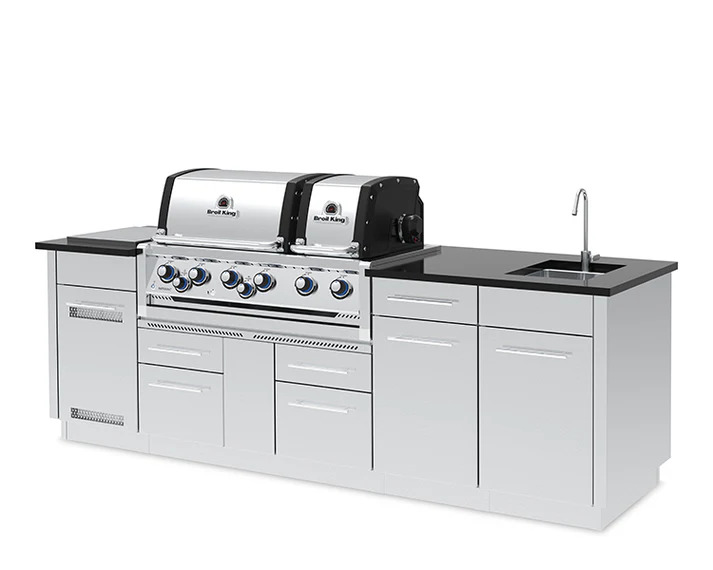 Broil King 9 Foot Imperial S 690iE Outdoor BBQ Gas Grill Island with Sink Opening