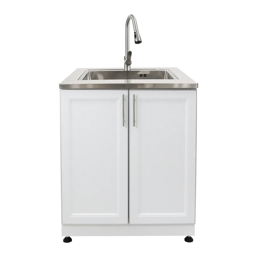 Blue Sky 30 Inch Two-Door White Shaker Outdoor Kitchen Cabinet for Sink