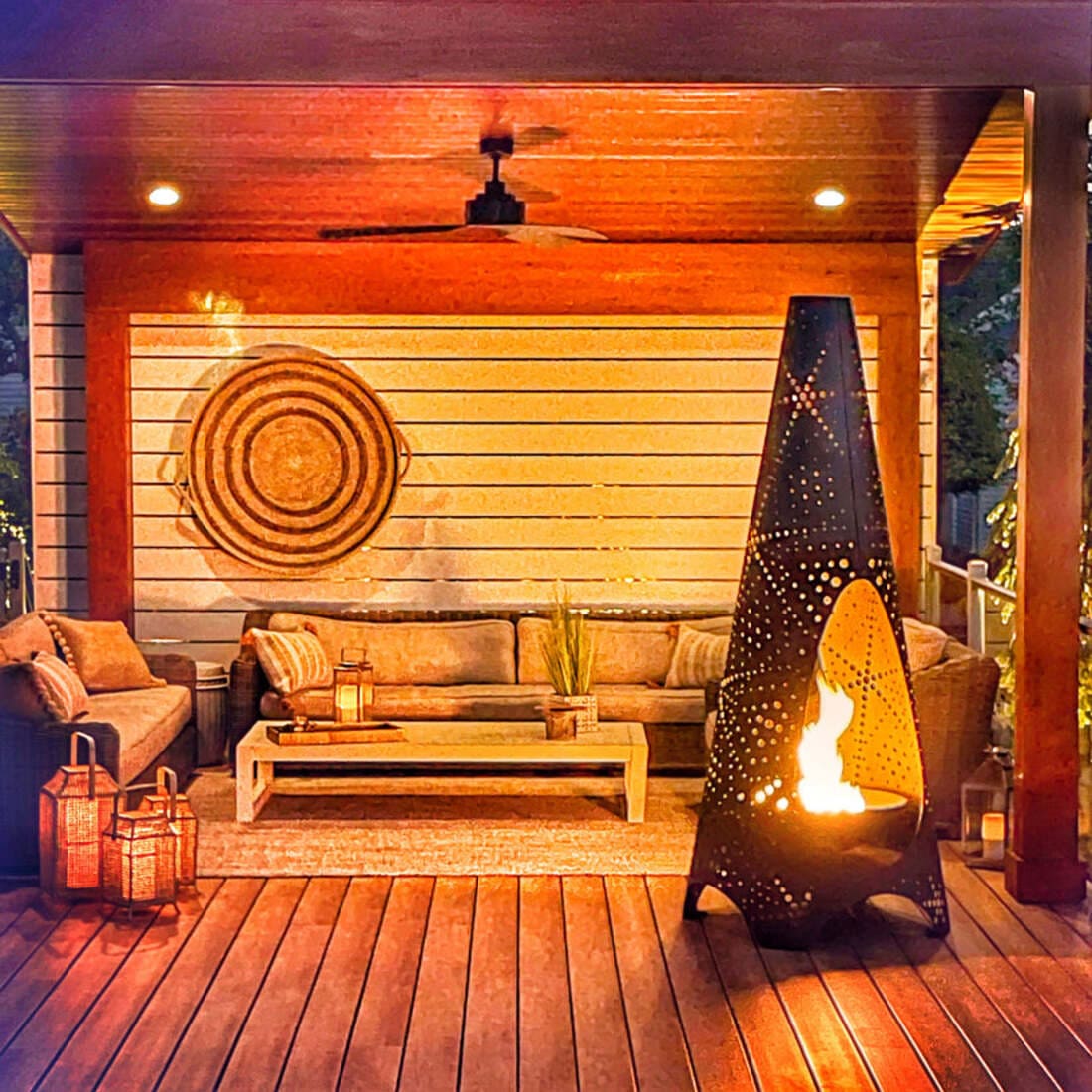 Modfire 7 Foot Tribal Bonfire Outdoor Wood Burning Chimenea