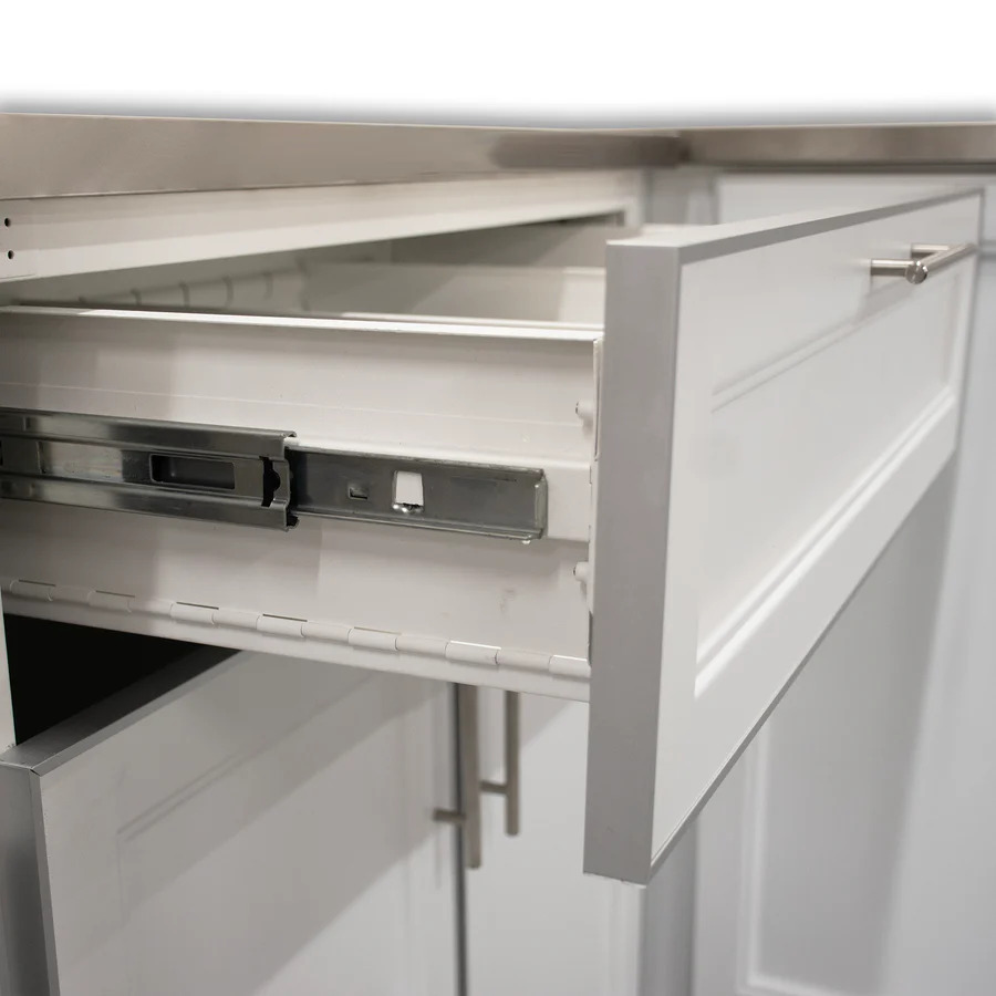 Blue Sky 30 Inch Three-Drawer White Shaker Outdoor Kitchen Cabinet