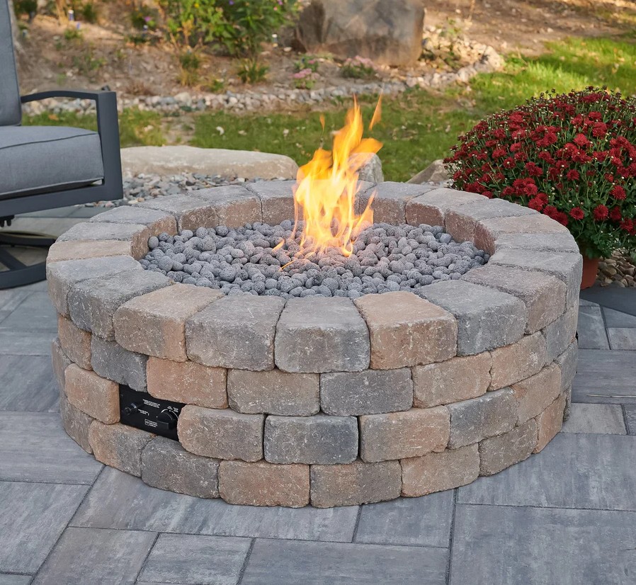 Outdoor Greatroom Company 52 Inch Bronson Block Round Gas Fire Pit Kit - DSI