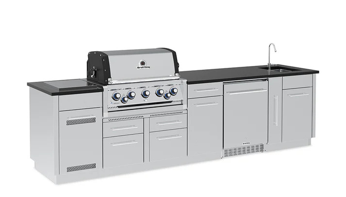 Broil King 11 Foot Imperial S 690iH Outdoor BBQ Gas Grill Island with Sink Opening