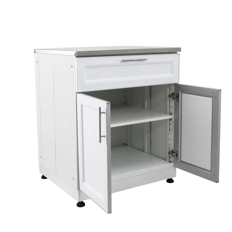 Blue Sky 30 Inch Two-Door and Drawer White Shaker Outdoor Kitchen Cabinet