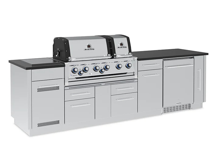 Broil King 10 Foot Imperial S 690iF Outdoor BBQ Gas Grill Island with Fridge