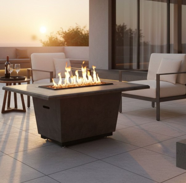 American Fyre Designs 54 Inch Cosmopolitan Rectangle Gas Firetable - Electronic Ignition