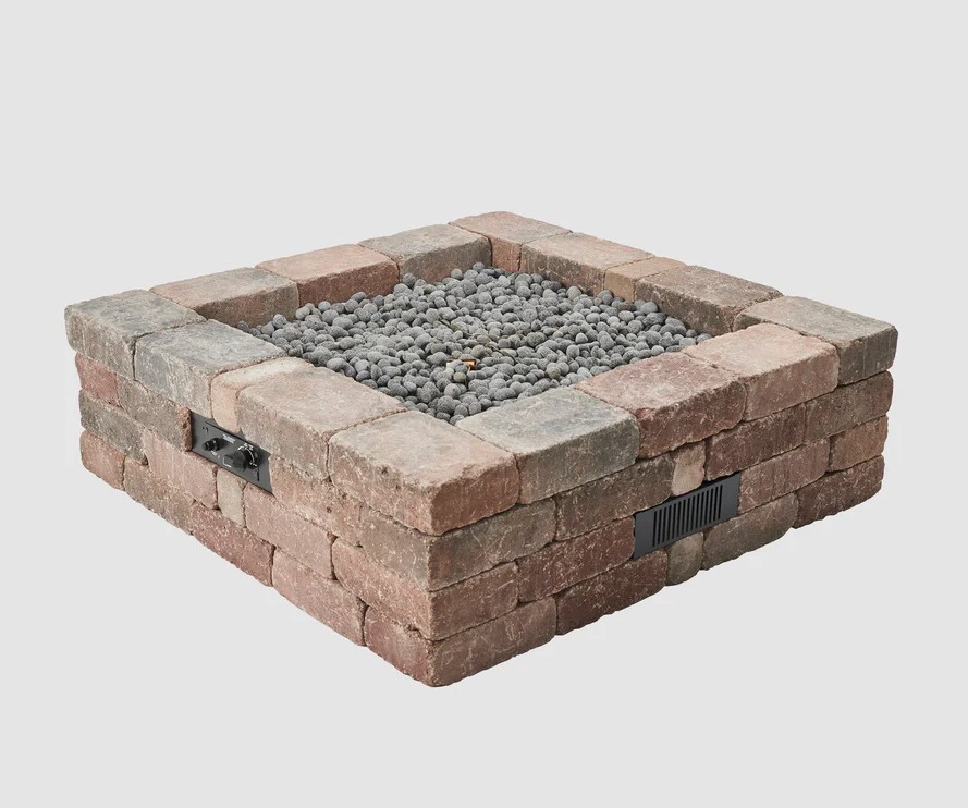 Outdoor Greatroom Company 52 Inch Bronson Block Square Gas Fire Pit Kit - DSI