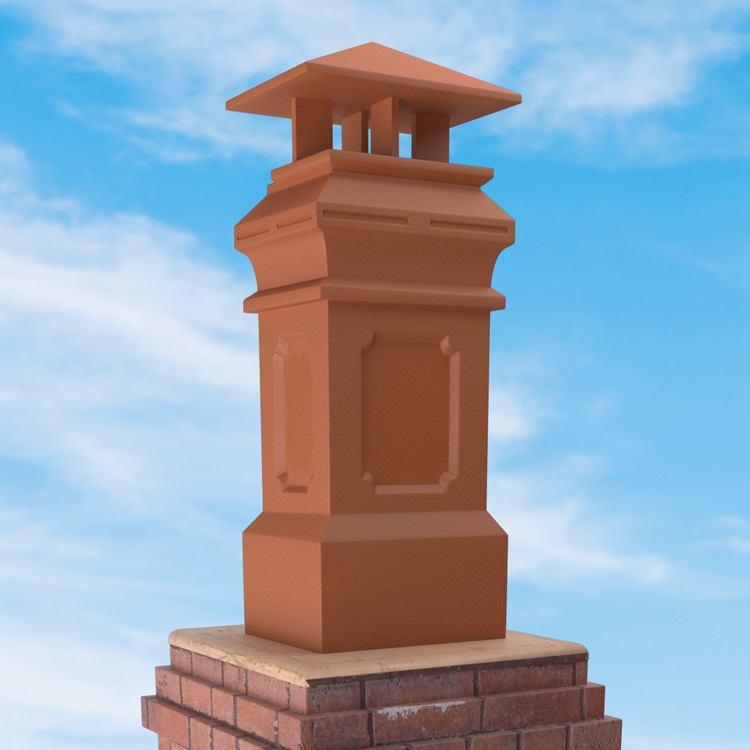 Superior Clay Square Clay Rain Guard for Governor Chimney Pot