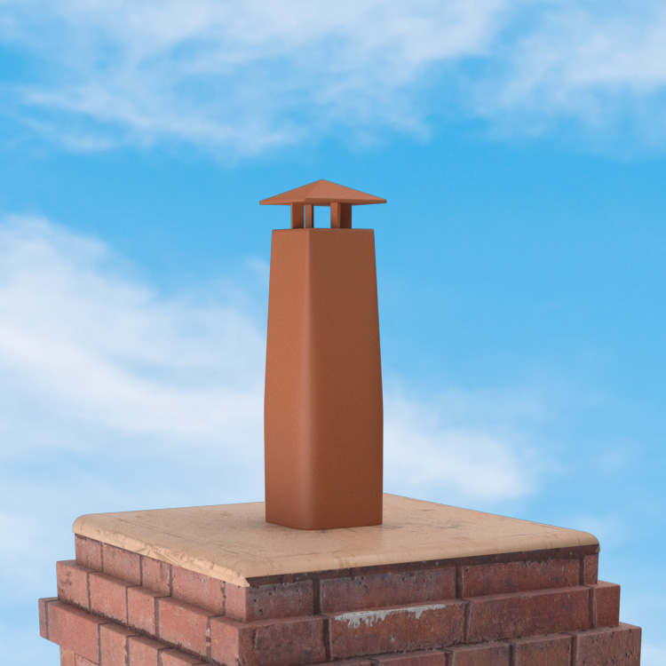 Superior Clay Square Glazed Rain Guard for Classic Chimney Pots