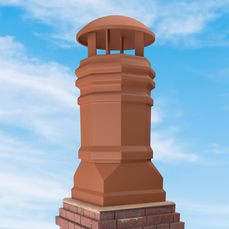 Superior Clay Round Glazed Rain Guard for Magnum Chimney Pots