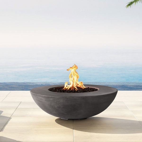 Pyromania Fire Features 54 Inch Vessel Glass Fiber Reinforced Concrete Gas Fire Bowl