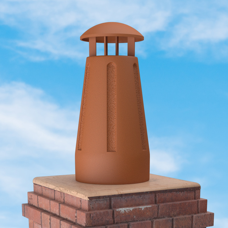 Superior Clay Round Clay Rain Guard for Cannon Barrel Chimney Pot