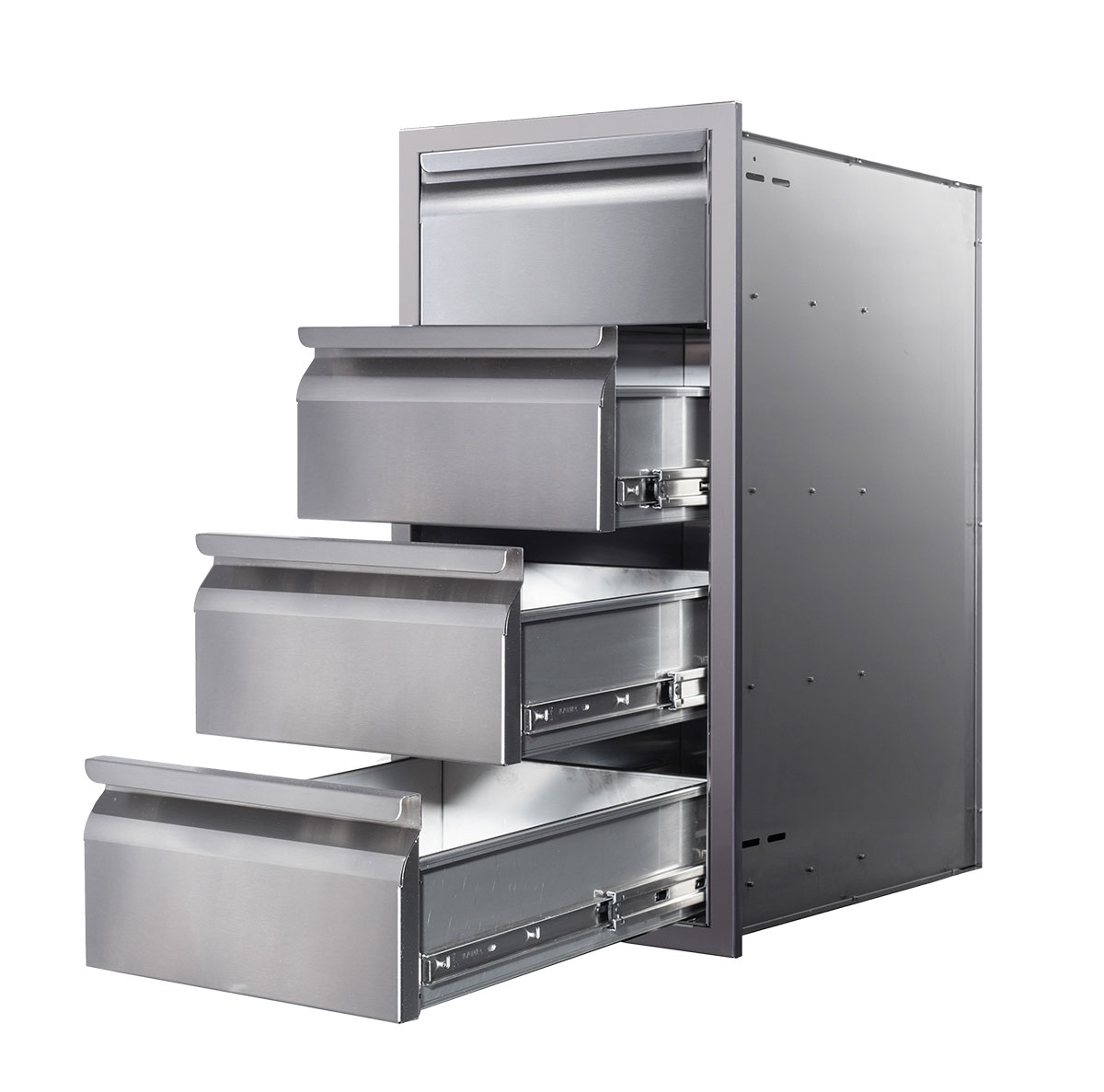 Memphis Grills 15 Inch Stainless Steel Quadruple Access Drawer Stack with Soft Close