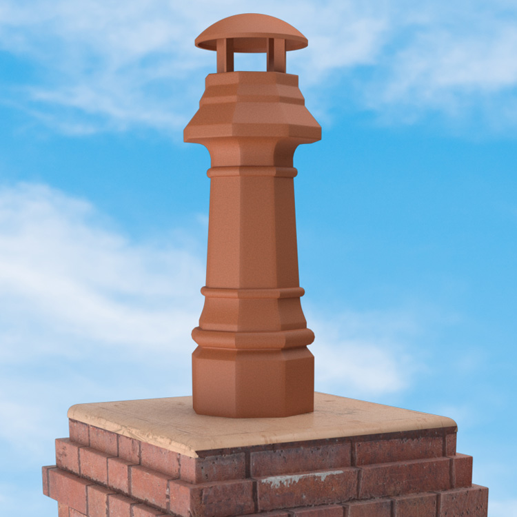 Superior Clay Round Clay Rain Guard for Austen Chimney Pot