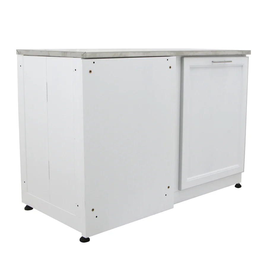 Blue Sky 52 Inch 90-Degree White Shaker Outdoor Corner Kitchen Cabinet