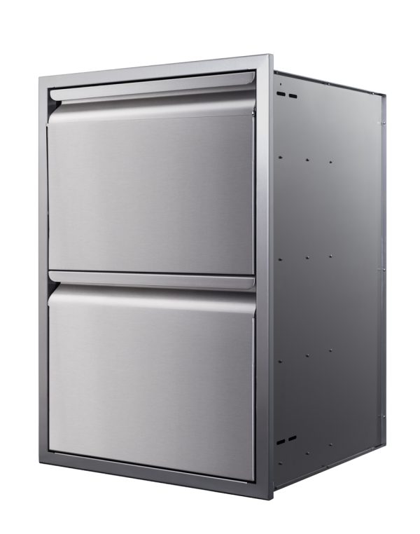 Memphis Grills 21 Inch Stainless Steel Double Access Drawer Stack with Soft Close