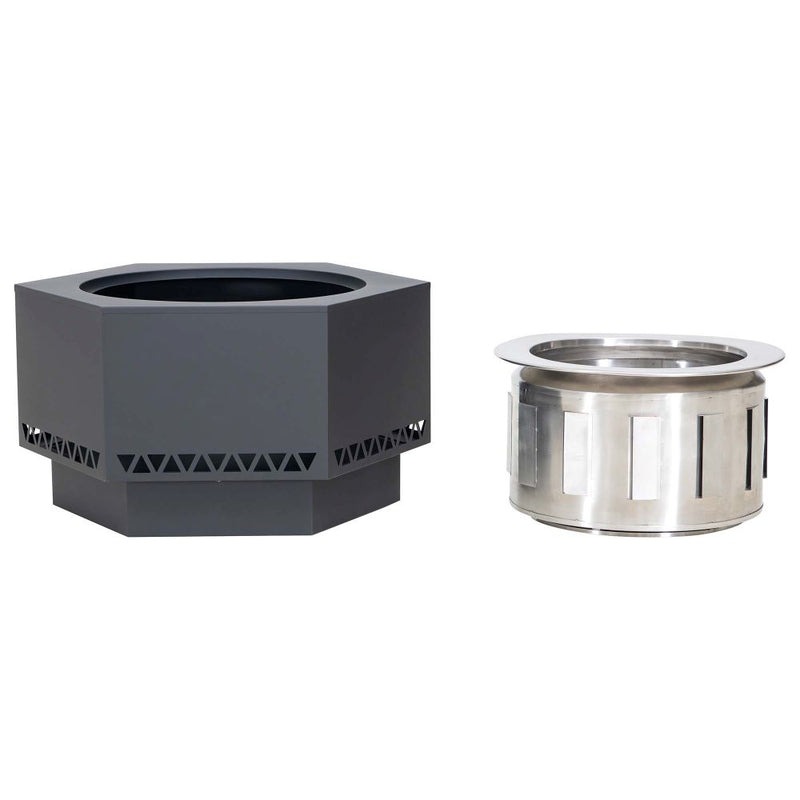 Sunjoy 28 Inch Lawrence Hexagonal Smokeless Wood Burning Fire Pit