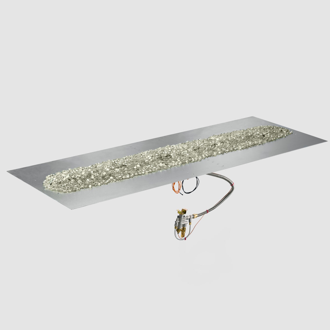 Outdoor Greatroom Company 64 x 24 Inch Crystal Fire Plus Linear Gas Fire Pit Burner with Plate