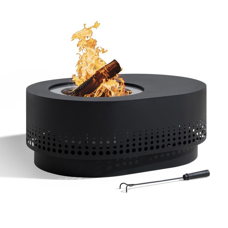 Sunjoy 38 Inch Oval Halton Smokeless Wood Burning Fire Pit