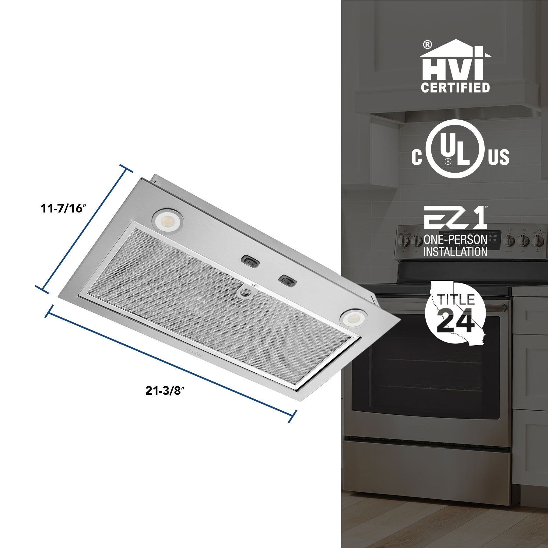 Broan 21 Inch Stainless Steel Power Pack Custom Range Hood Insert - 300 CFM
