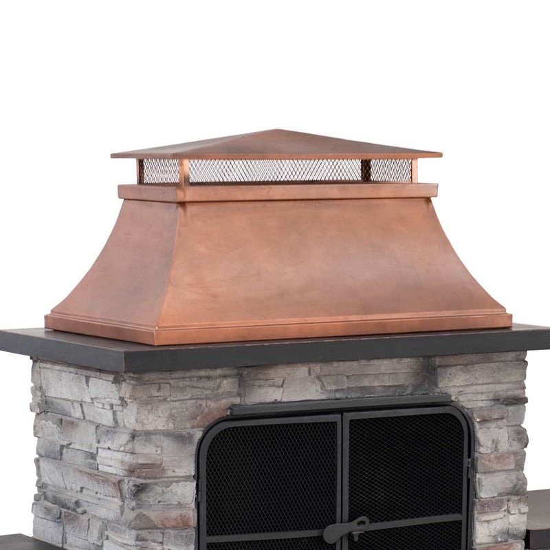 Sunjoy 48 Inch Copper Bel Aire Outdoor Wood Burning Fireplace
