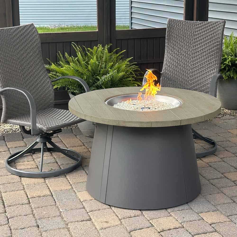 Outdoor Greatroom Company 42 Inch Smokey Oak Cirvalo Round Gas Fire Pit Table