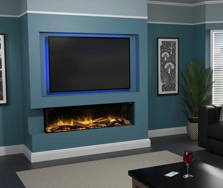 Flamerite Fires 50 Inch E-FX 1300 Linear Built in Electric Fireplace with Remote and Glowing Logs