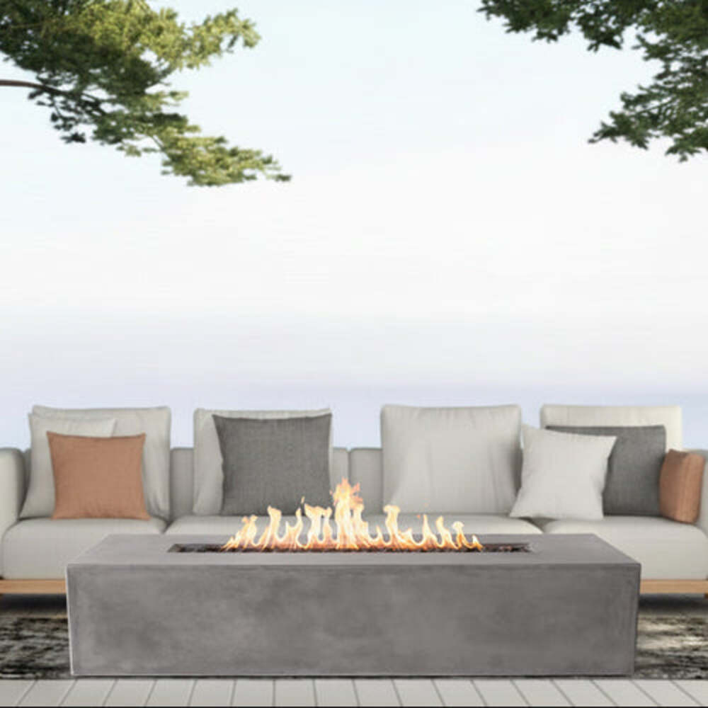 Pyromania Fire Features 72 Inch Brut Glass Fiber Reinforced Concrete Gas Fire Table