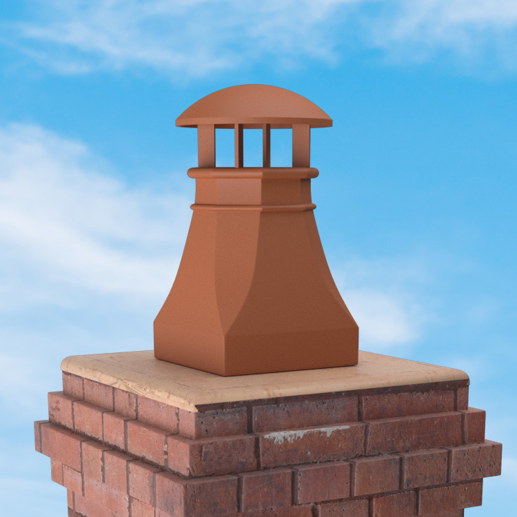 Superior Clay Round Clay Rain Guard for Halifax Chimney Pot