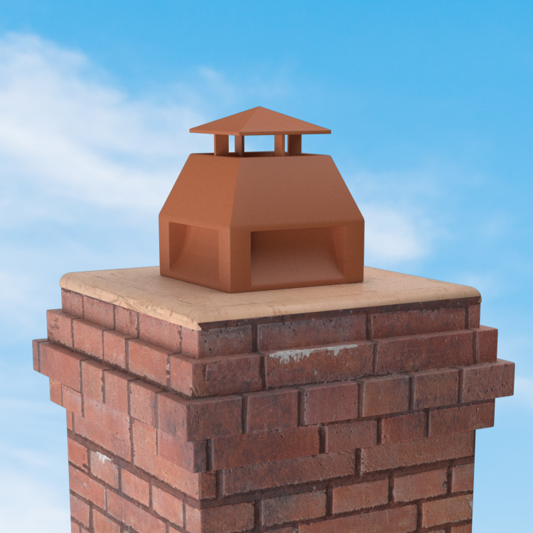 Superior Clay Square Clay Rain Guard for Mansard Chimney Pot