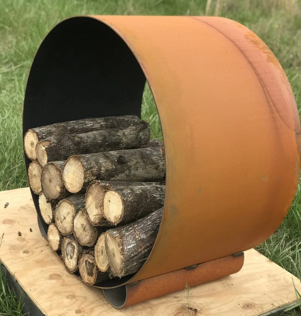 Fire Pit Art 38 Inch Orbital Outdoor Log Rack