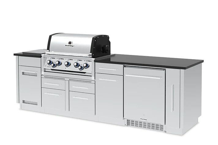 Broil King 9 Foot Imperial S 590iF Outdoor BBQ Gas Grill Island with Fridge