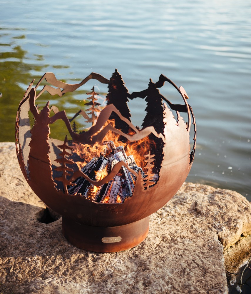 Fire Pit Art 36 Inch Mountain Vista Gas Fire Pit - AWEIS