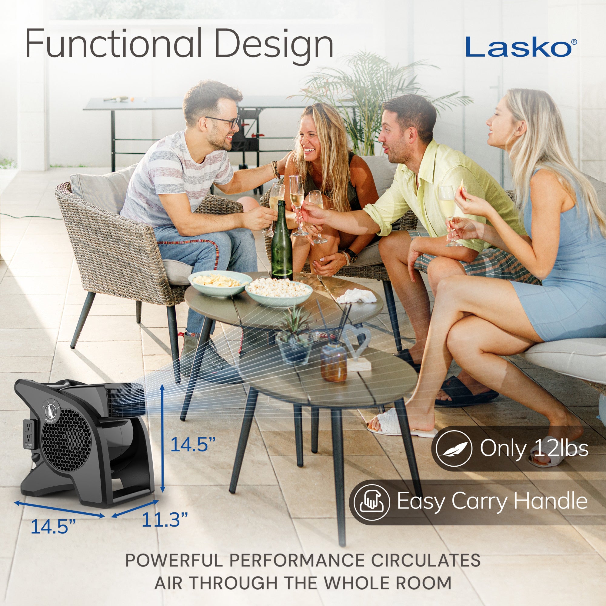 Lasko 15 Inch Pro Performance Pivoting High-Velocity Utility Fan