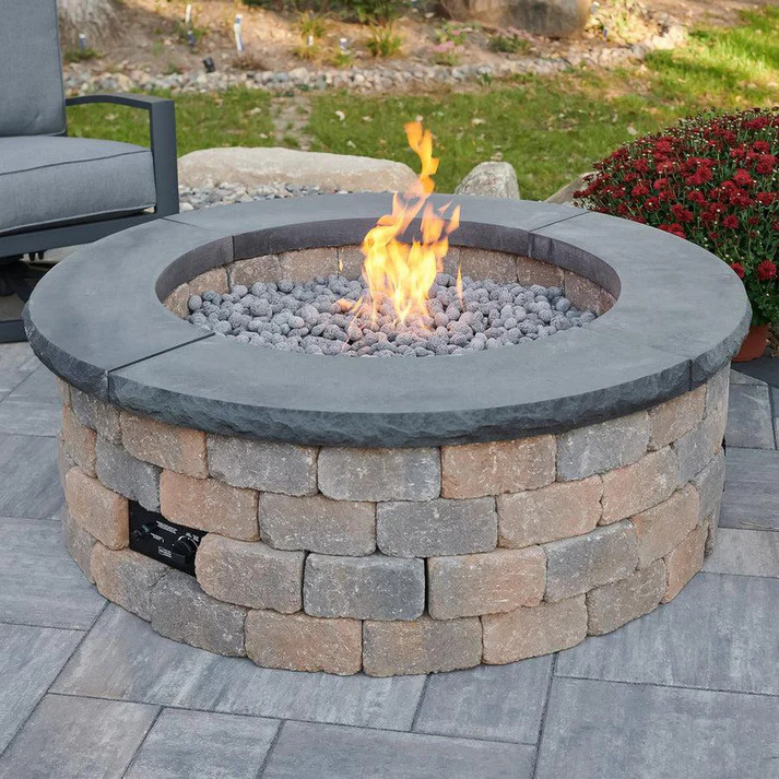 Outdoor Greatroom Company Concrete Top for Round Bronson Block Gas Fire Pit Kit